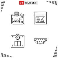 4 Icons Line Style Grid Based Creative Outline Symbols for Website Design Simple Line Icon Signs Isolated on White Background 4 Icon Set Creative Black Icon vector background