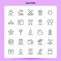 OutLine 25 Vacations Icon set Vector Line Style Design Black Icons Set Linear pictogram pack Web and Mobile Business ideas design Vector Illustration