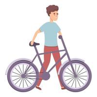 tipo con vector de dibujos animados de icono de bicicleta. ciclista