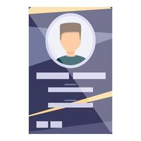 Id card conference icon, cartoon style vector