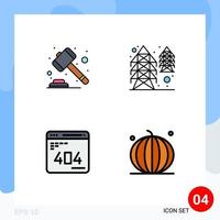 Universal Icon Symbols Group of 4 Modern Filledline Flat Colors of auction development law tower web Editable Vector Design Elements