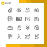 Set of 16 Modern UI Icons Symbols Signs for online sport hand walk bicycle Editable Vector Design Elements