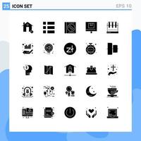 Set of 25 Commercial Solid Glyphs pack for e commerce layout box digital Editable Vector Design Elements