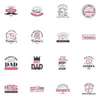 Happy fathers day 16 Black and Pink typography set Vector emblems Lettering for greeting cards banners tshirt design You are the best dad Editable Vector Design Elements