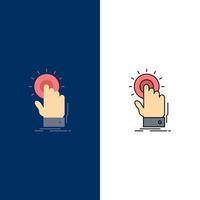 touch click hand on start Flat Color Icon Vector