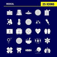 Medical Solid Glyph Icons Set For Infographics Mobile UXUI Kit And Print Design Include Hospital Medical Scanner Statistic Stone Spa Health Mask Eps 10 Vector