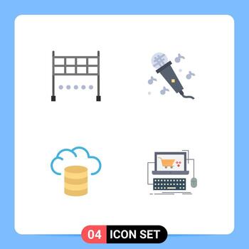 User Interface Pack of 4 Basic Flat Icons of finish cart audio backup shop Editable Vector Design Elements