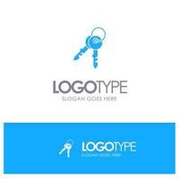 Keys Door House Home Blue Solid Logo with place for tagline vector