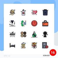 16 iconos creativos signos y símbolos modernos de sacacorchos basura corazón quitar papelera elementos de diseño de vectores creativos editables