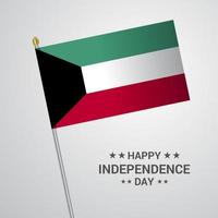 diseño tipográfico del día de la independencia de kuwait con vector de bandera