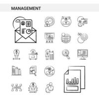 Management hand drawn Icon set style isolated on white background Vector