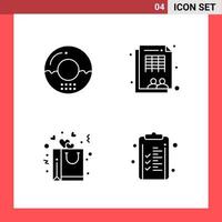 paquete de 4 iconos símbolos de glifo de estilo sólido sobre fondo blanco signos simples para el diseño general fondo de vector de icono negro creativo