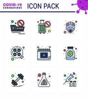 9 Filled Line Flat Color Coronavirus Covid19 Icon pack such as appointment surgery epidemic operation virus viral coronavirus 2019nov disease Vector Design Elements