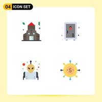 4 Flat Icon concept for Websites Mobile and Apps building space locker garden economics Editable Vector Design Elements