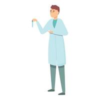 vector de dibujos animados de icono de pipeta de trabajador de laboratorio. investigación médica