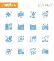 COVID19 corona virus contamination prevention Blue icon 25 pack such as city washing bottle medical protect viral coronavirus 2019nov disease Vector Design Elements