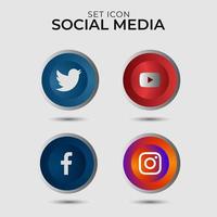 conjunto de iconos y logotipos de redes sociales vector gratis