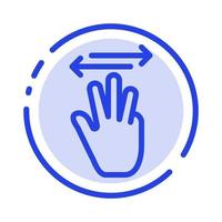 mano mano cursor arriba izquierda derecha azul línea punteada icono de línea vector