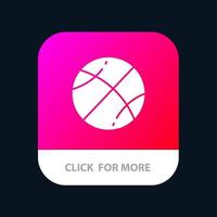 botón de aplicación móvil de educación de juego de pelota de baloncesto versión de glifo de android e ios vector