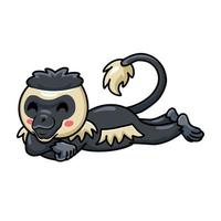 Cute little colobus monkey cartoon lying down vector