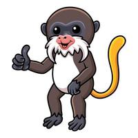 Cute little tamarin monkey cartoon giving thumb up vector