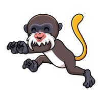 lindo pequeño tití dibujos animados mono corriendo vector