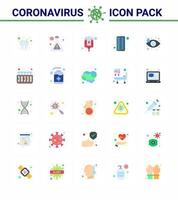 conjunto de iconos de prevención de coronavirus 25 química azul píldora de gota de paquete ocular coronavirus viral 2019nov elementos de diseño de vector de enfermedad