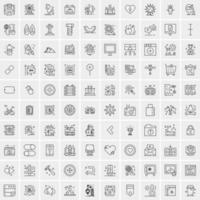 paquete de 100 iconos de líneas universales para móviles y web vector