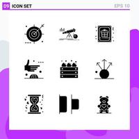 9 Universal Solid Glyphs Set for Web and Mobile Applications global agreement market greeting decoration Editable Vector Design Elements