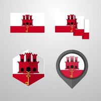 Gibraltar flag design set vector