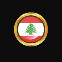 Lebanon flag Golden button vector