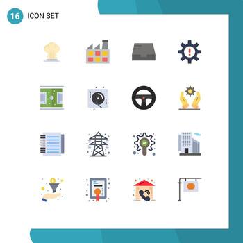 Modern Set of 16 Flat Colors and symbols such as ground risk inbox resources human Editable Pack of Creative Vector Design Elements