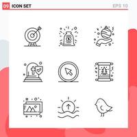 Collection of 9 Vector Icons in Line style Modern Outline Symbols for Web and Mobile Line Icon Sign Isolated on White Background 9 Icons Creative Black Icon vector background