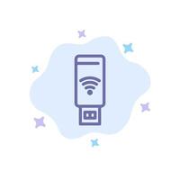 icono azul de la señal de servicio wifi usb en el fondo de la nube abstracta vector