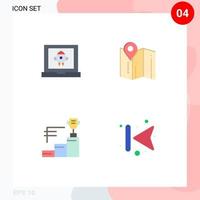 Set of 4 Modern UI Icons Symbols Signs for app prize rocket pin trophy cup Editable Vector Design Elements
