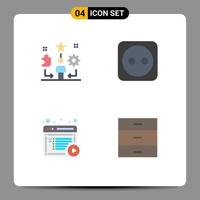 Modern Set of 4 Flat Icons Pictograph of user content star plug online Editable Vector Design Elements