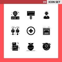 User Interface Pack of 9 Basic Solid Glyphs of jewelry gems business earrings online consultant Editable Vector Design Elements