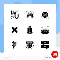 User Interface Pack of 9 Basic Solid Glyphs of crypto lisk arrows cross cancel Editable Vector Design Elements