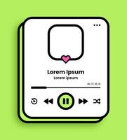 Audio player interface in nostalgic design style. Multimedia application editable mockup. vector