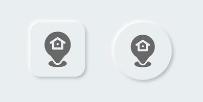 Address solid icon in neomorphic design style. Location signs vector illustration.