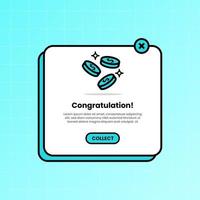 Reward pop up illustration in old school nostalgic design style. User interface element. vector