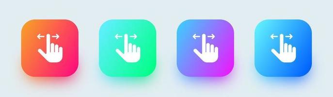 Gesture solid icon in square gradient colors. Touch signs vector illustration.