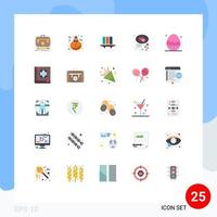 User Interface Pack of 25 Basic Flat Colors of love chat files storage documents Editable Vector Design Elements