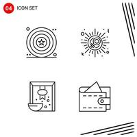 Collection of 4 Vector Icons in Line style Pixle Perfect Outline Symbols for Web and Mobile Line Icon Signs on White Background 4 Icons Creative Black Icon vector background