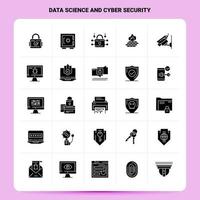 conjunto de iconos de seguridad cibernética y ciencia de datos sólidos 25 diseño de estilo de glifo vectorial conjunto de iconos negros diseño de ideas de negocios web y móvil ilustración vectorial vector