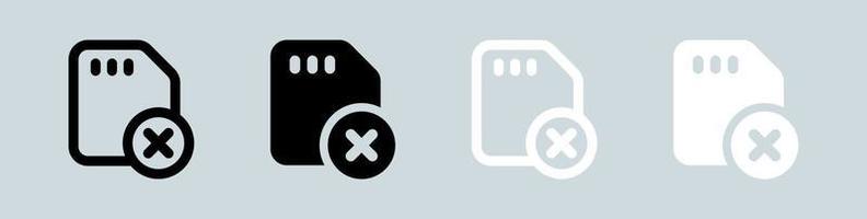 Delete icon set in black and white. Remove signs vector illustration.