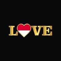 Golden Love typography Monaco flag design vector