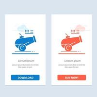 Big Gun Cannon Howitzer Mortar  Blue and Red Download and Buy Now web Widget Card Template vector