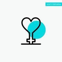 Heart Gender Symbol turquoise highlight circle point Vector icon