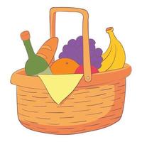 Lunch hamper icon, cartoon and flat style vector